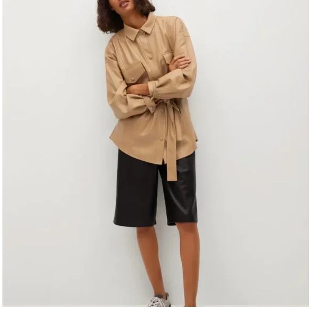 Mango woman’s leather shirt jacket coat - Picture 4 of 12